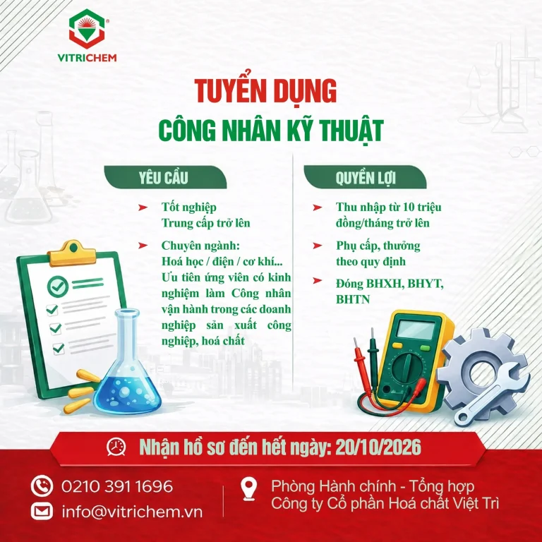 THÔNG BÁO TUYỂN DỤNG CÔNG NHÂN KỸ THUẬT